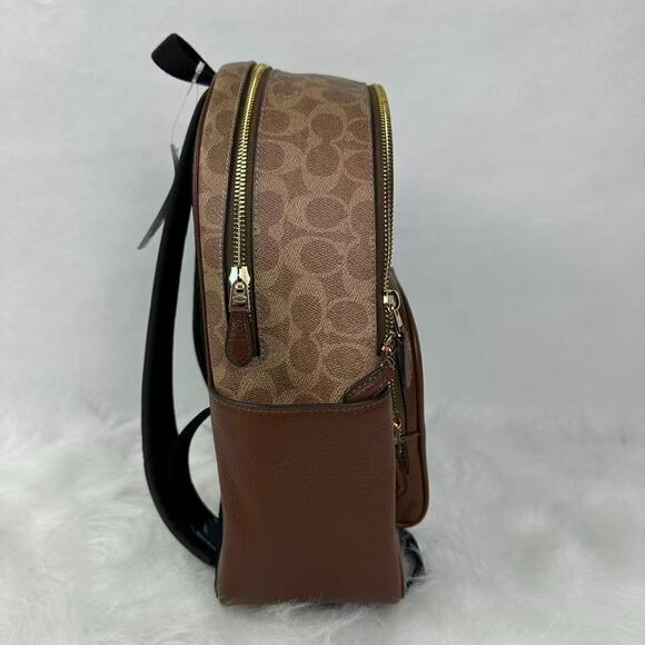 Coach Court Backpack In Blocked Signature Canvas CZ176 Gold/Tan/Brown NWT main image 6